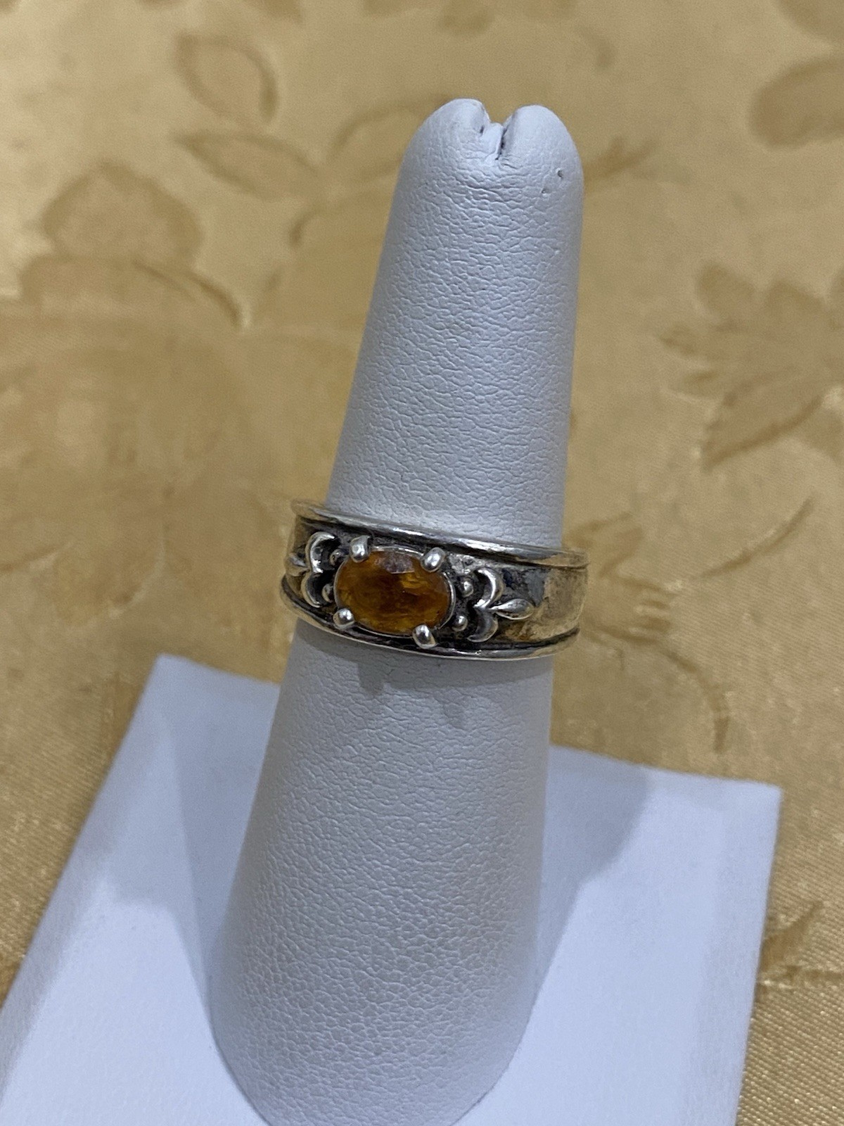 Vintage Kabana Sterling Silver 925 Signed Spessartine Garnet Ring Size 6.75