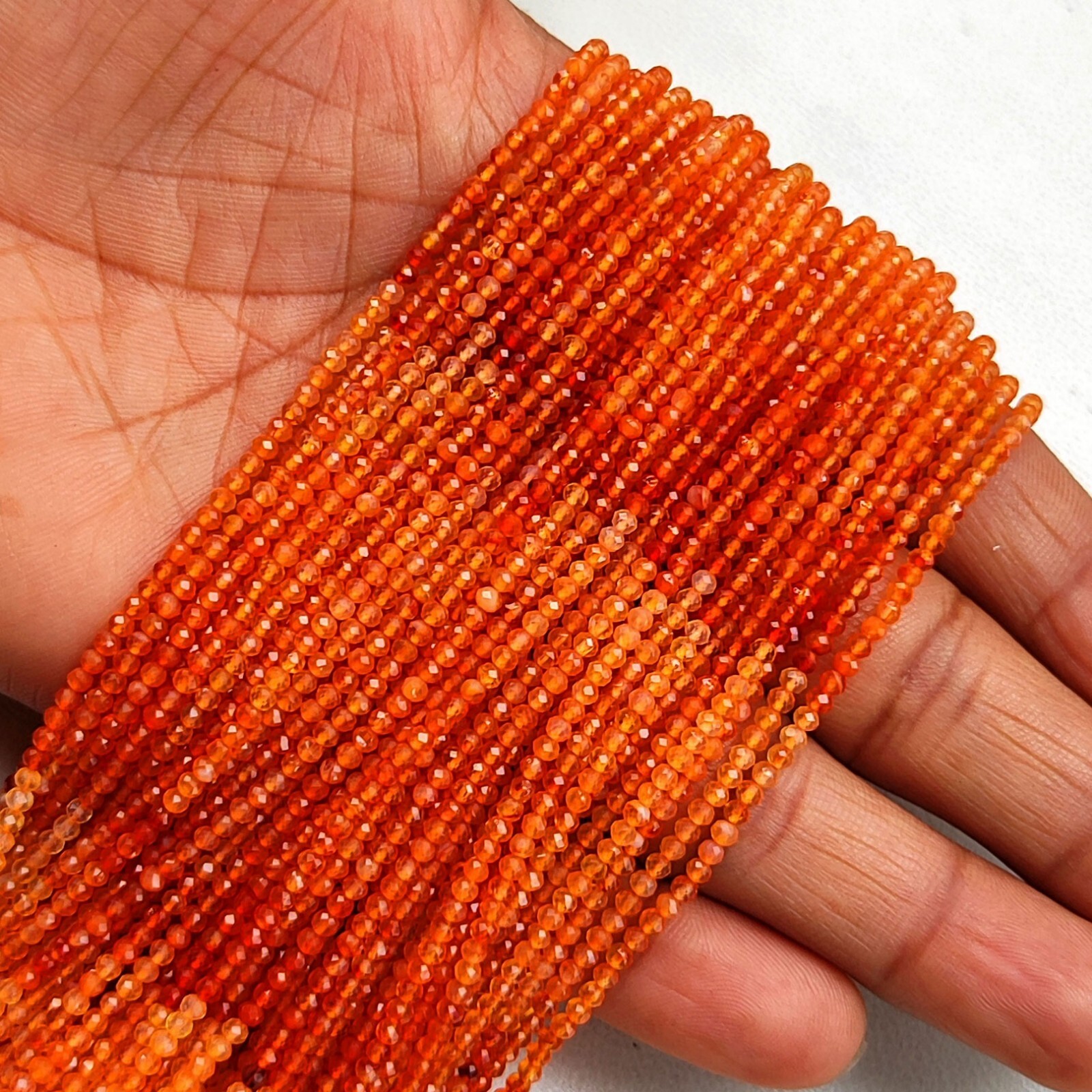 Natural Orange Carnelian Gems 2.5 mm Size Faceted Round Spacer Beads 14″ Strand