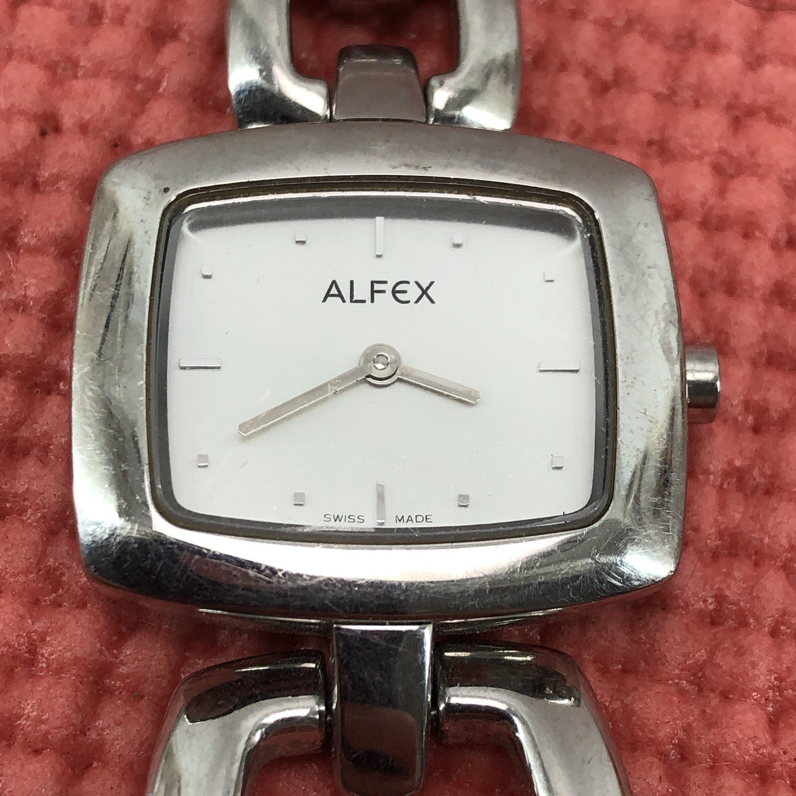 Alfex Swiss Made Women’s Watch Silver Tone Bracelet Band Needs Battery