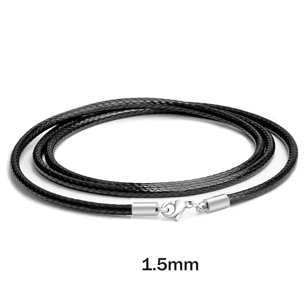 Waterproof Braided Leather Chain Cord Necklace with Stainless Steel Clasp
