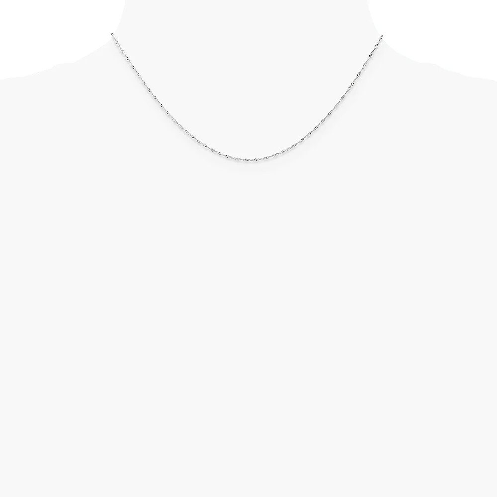10K White Gold 1mm Carded Singapore Chain Necklace 16″-24″
