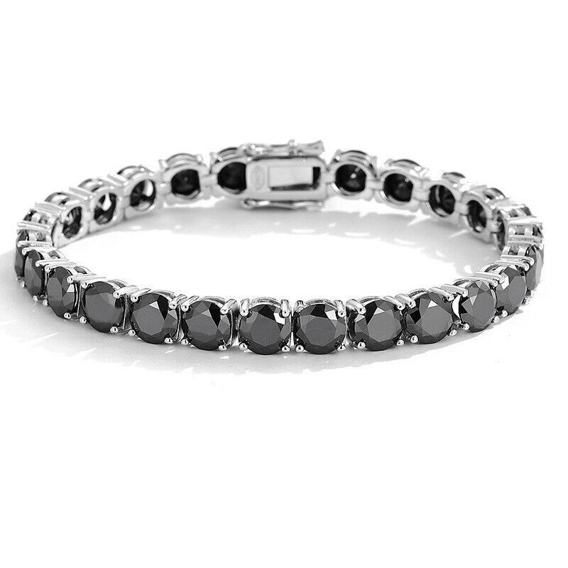 2-6.5mm Black Moissanite Tennis Chain for Men Women SOLID 925 Silver Pass Tester