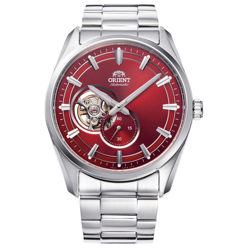 Orient Men’s Contemporary Open‑Heart Red Dial Automatic 40mm Watch RA-AR0010R