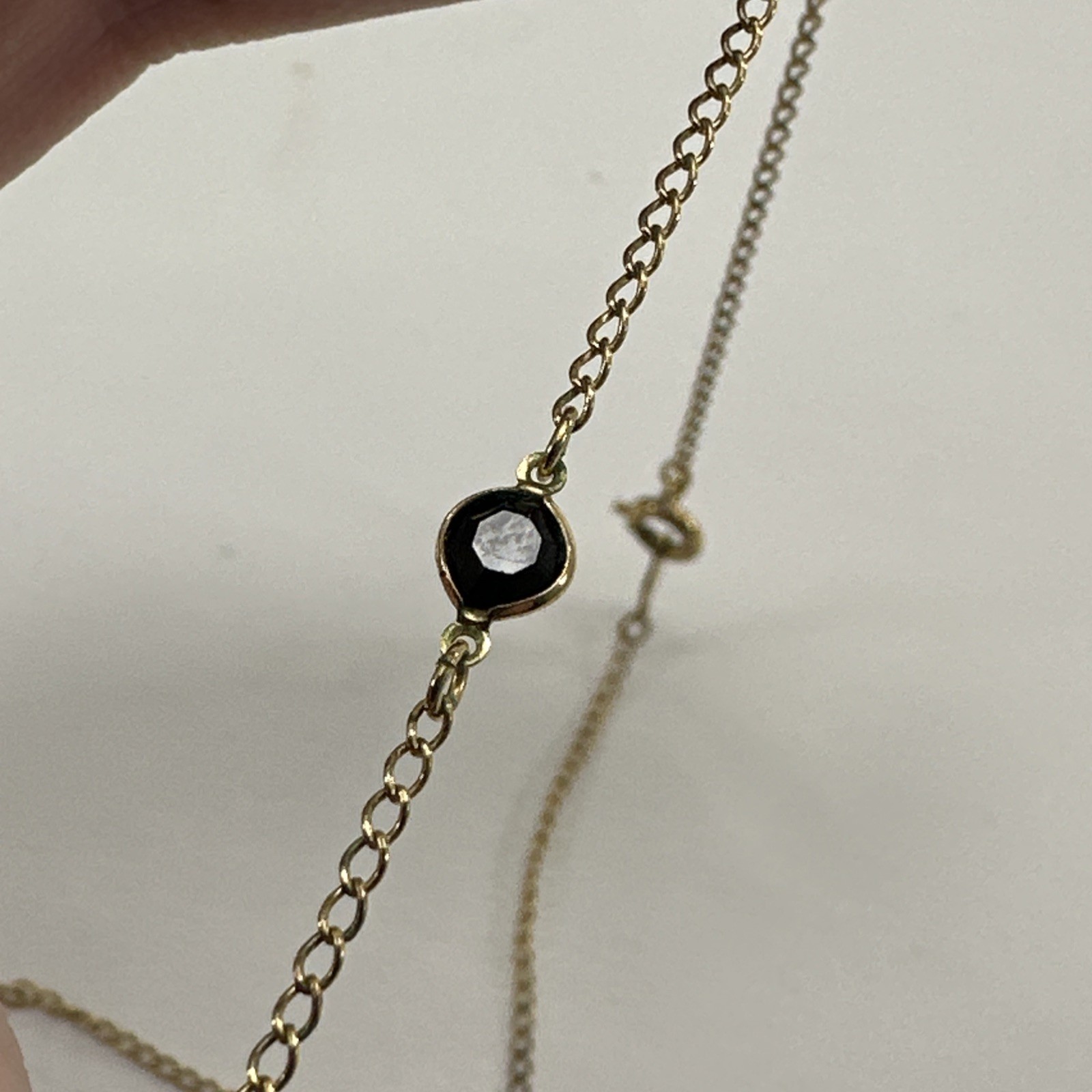 Vintage 12K Gold Plated Necklace Gold GE Chain With Black Stones Dainty Classic