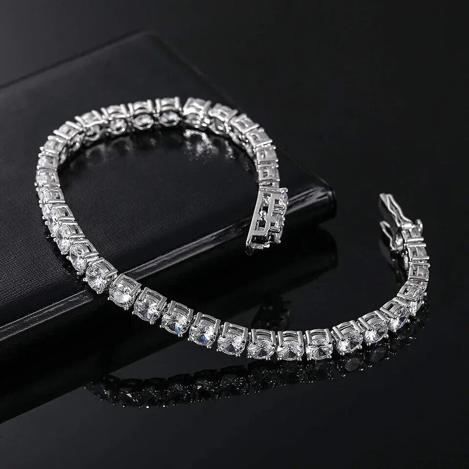 2.1ct Tennis Bracelet Diamond Test Pass Lab-Created VVS1/D LED Velvet Box 18cm