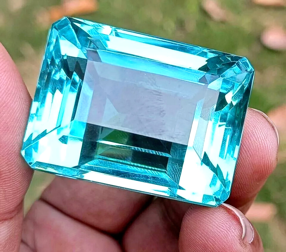 Certified Natural Brazilian 201 Ct Sky Blue Emerald Cut Topaz Loose Gemstone