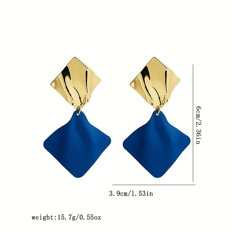 Retro Sexy Metal Style Rhombus Personality Trend Klein Blue Contrast Color