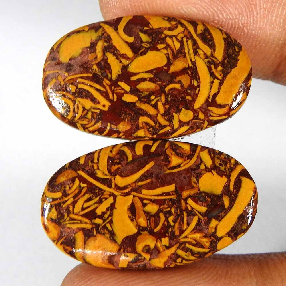 26.35Cts100%Natural Quality Mariam Jasper Oval Pair Cabochon Gemstone