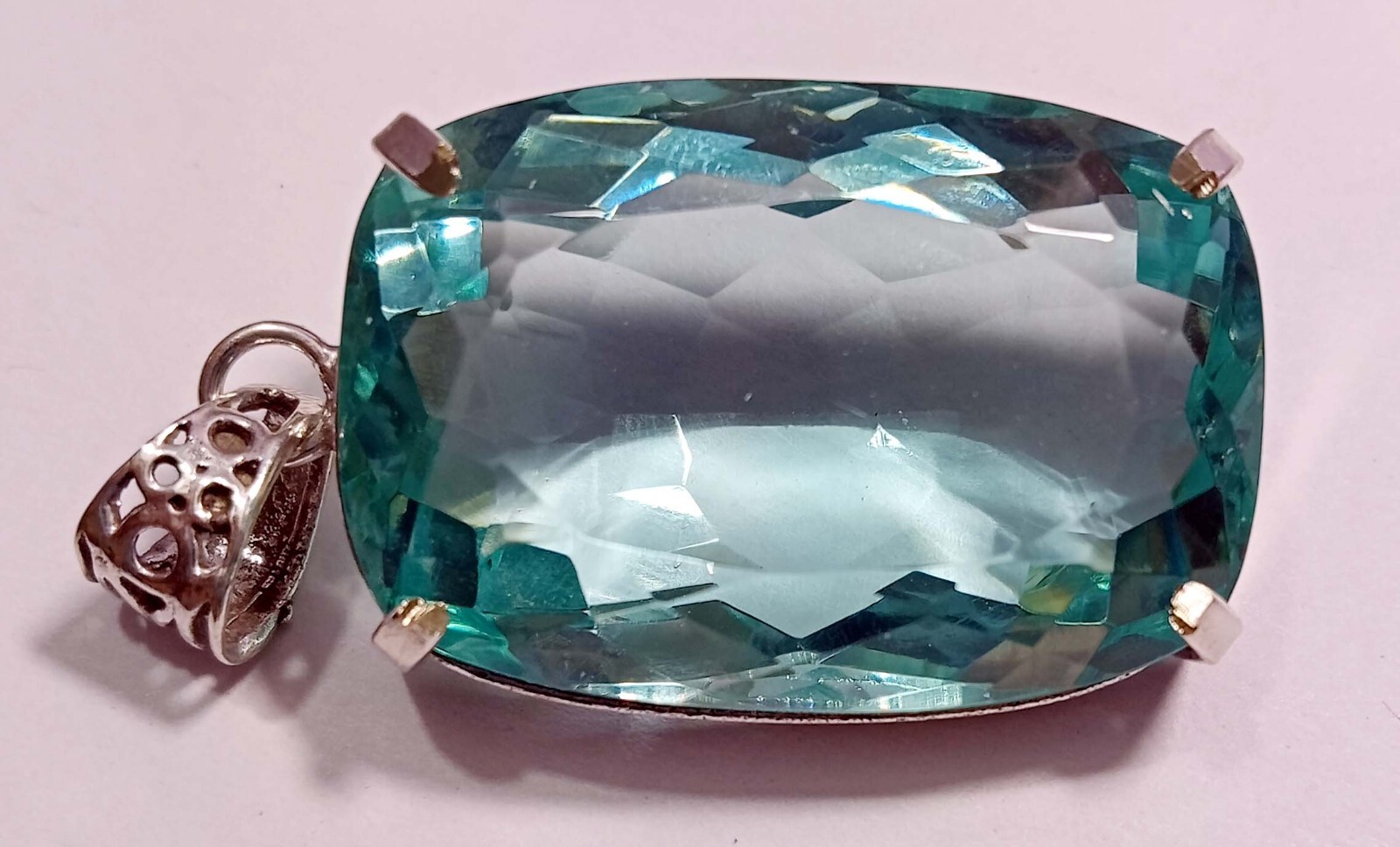 Water Blue Certified Cushion Cut Pendant Topaz 110.00 Ct Natural Gemstone PD016