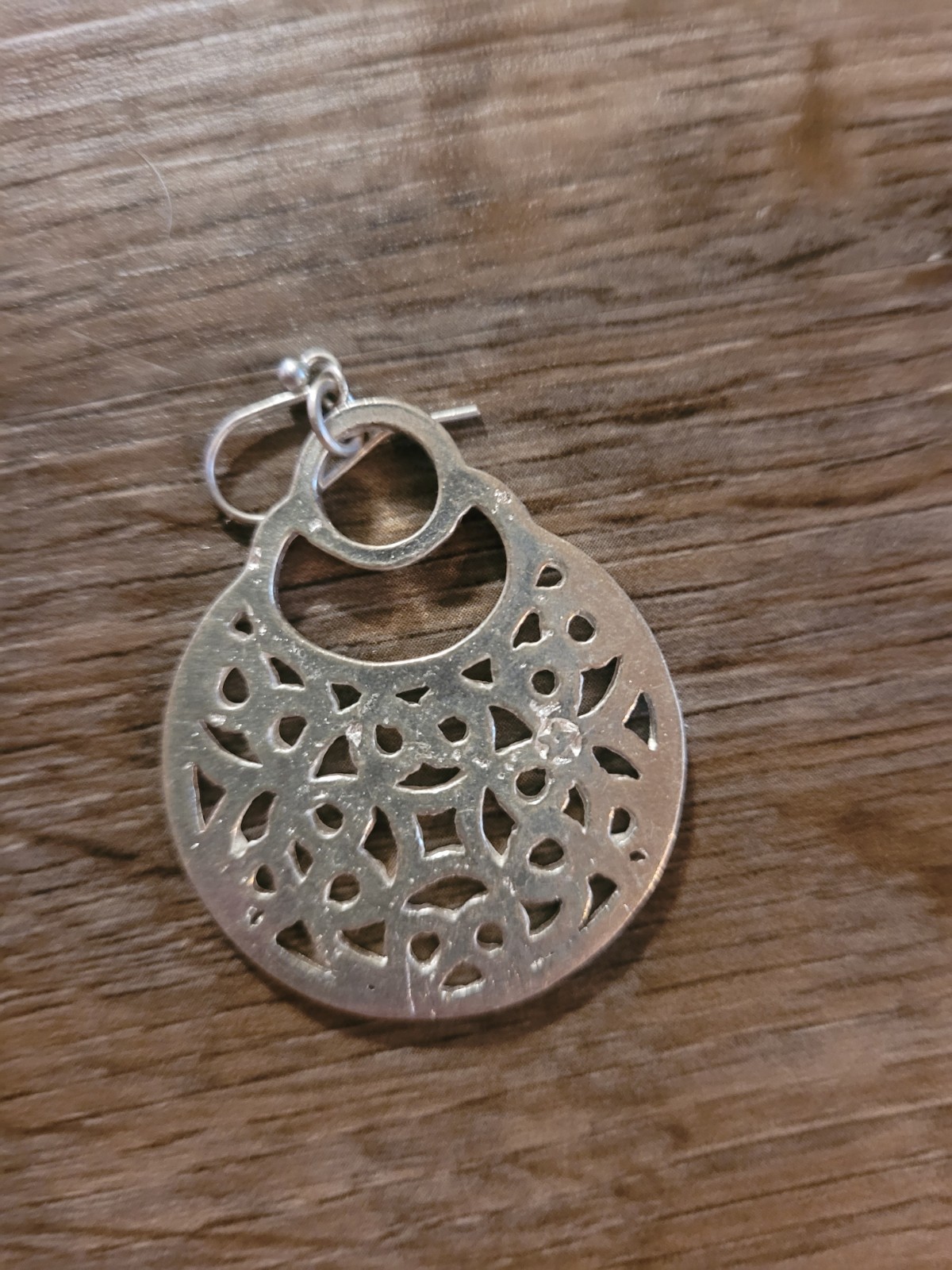 Southwestern Style Filligree Open Work Silvertone Earrings Pierced Dangle Hook