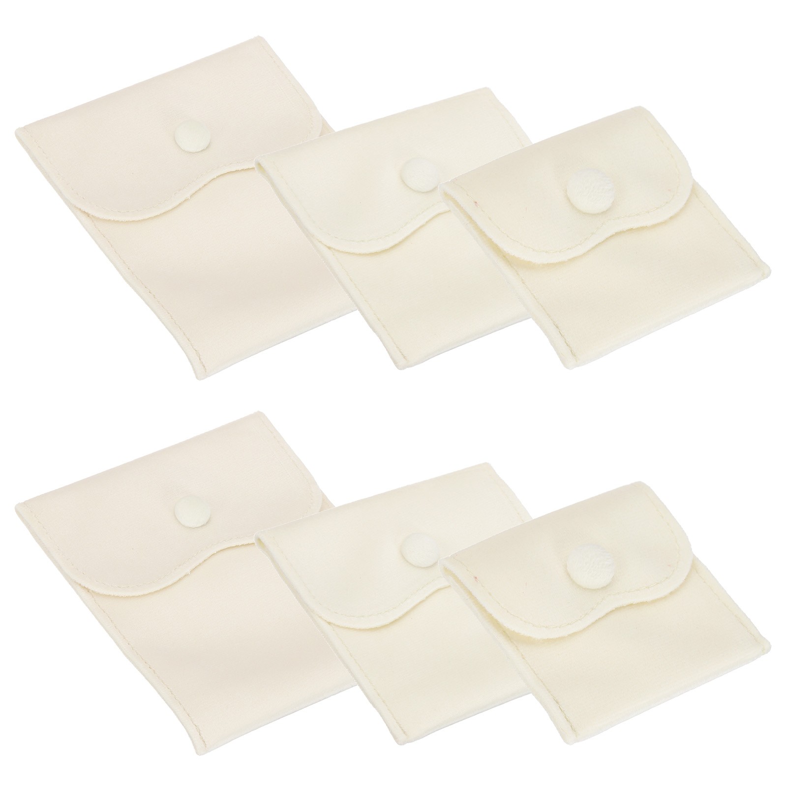 6 Pcs Velvet Jewelry Pouches Gift Bag with Snap Button (3″x3″/4″x4″/4″x5″) White