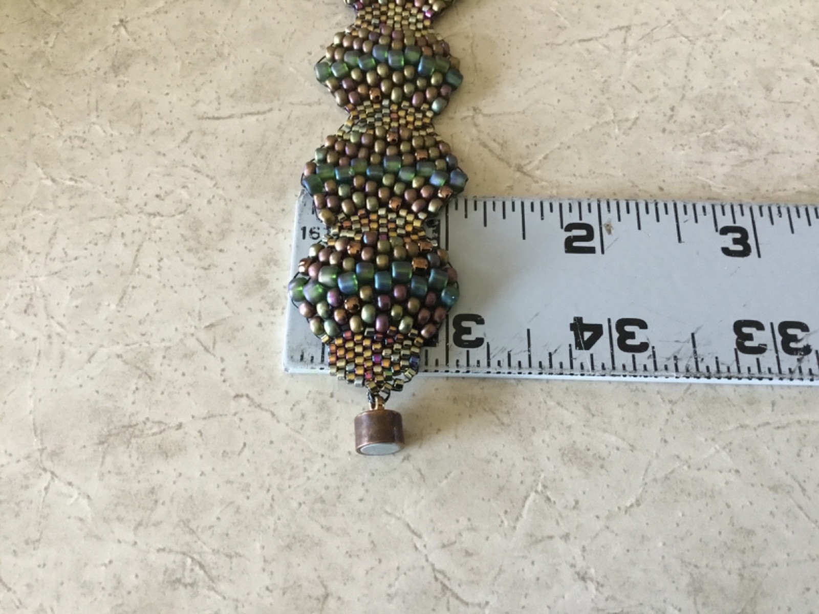 Woven Multicolor Bead Bracelet 8 Inches Gila Monster Scale Colors