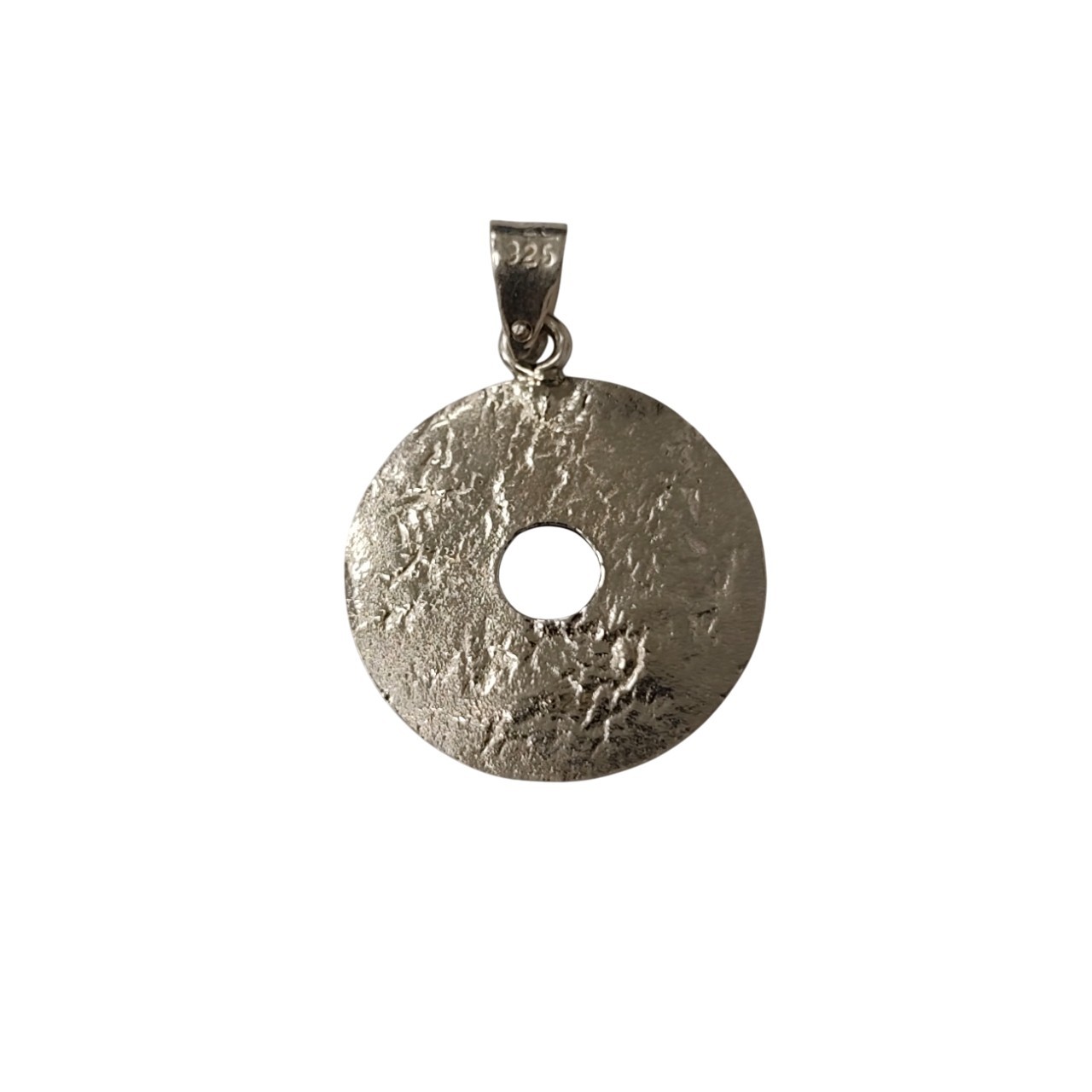 Sterling Silver Round Pendant 21mm Textured Solid 925 Nickel Free Handmade