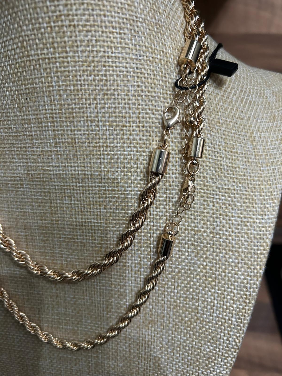 2 x Gold tone rope chain necklace New 7.5 & 9 inches each. 3 inche extension