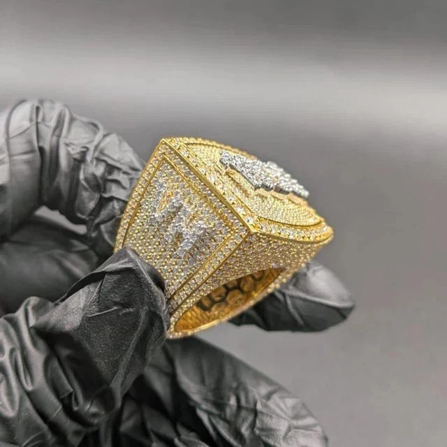 5TCW Round Cut Lab Created Diamond Custom Number Ring 14k Two Tone Gold Plated