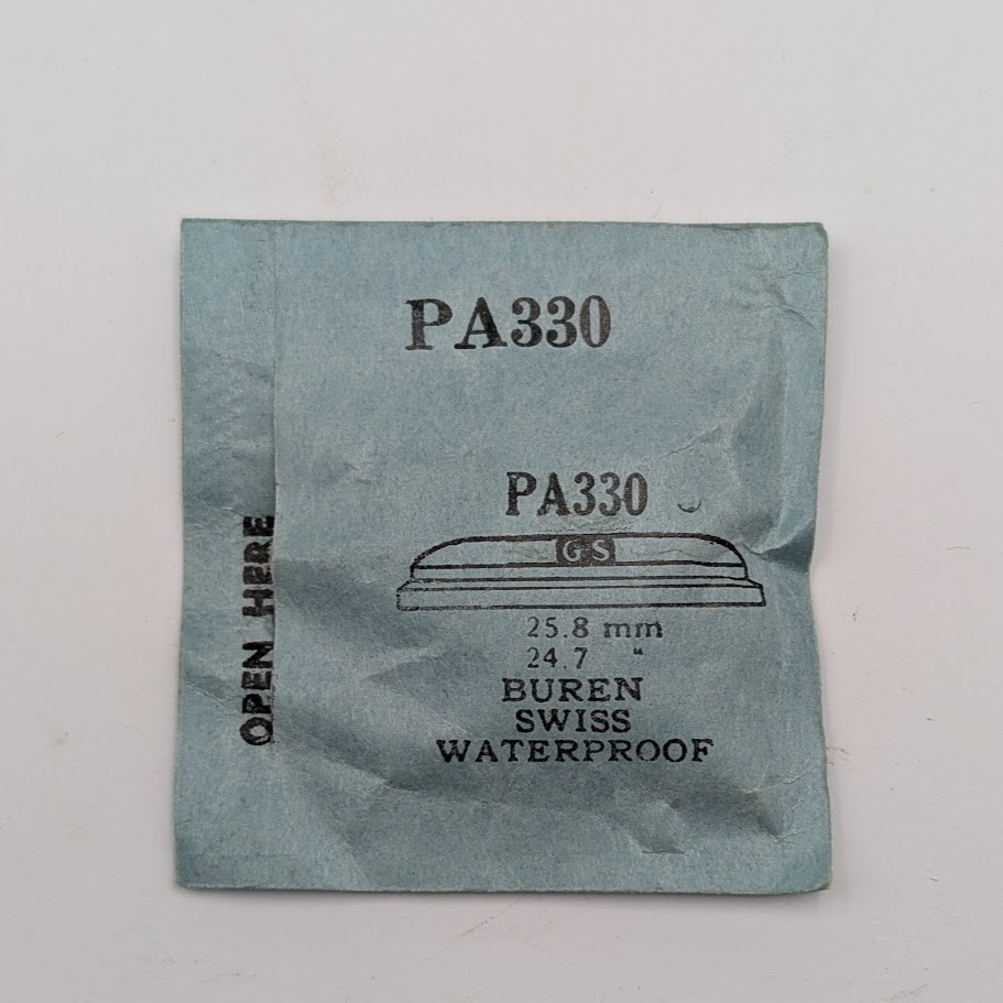 NOS G-S PA330 Buren Swiss Waterproof Watch Crystal 25.8mm 24.7mm