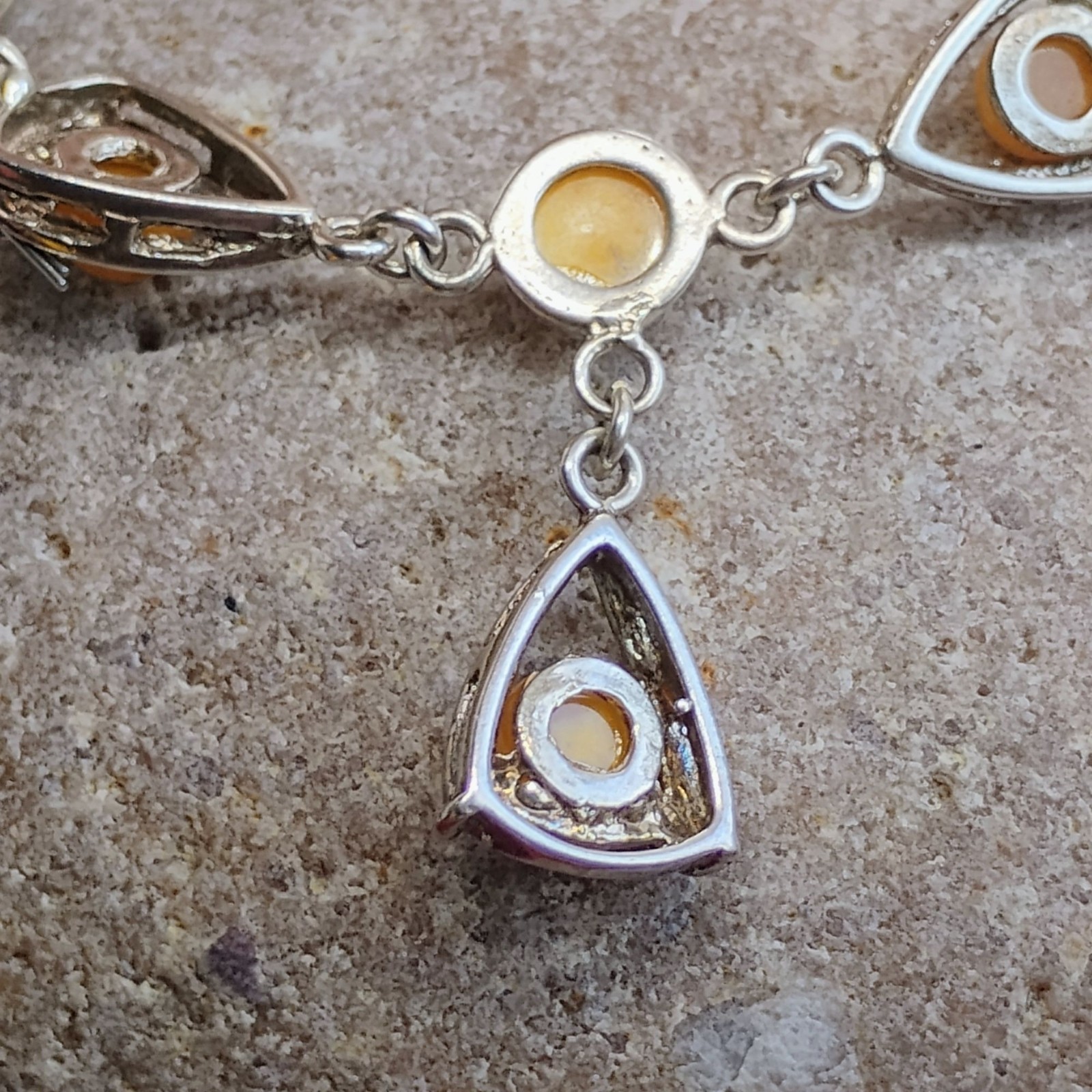 Vintage Baltic Yellow Egg Yolk Amber Sterling Silver Y-Drop Necklace 18″