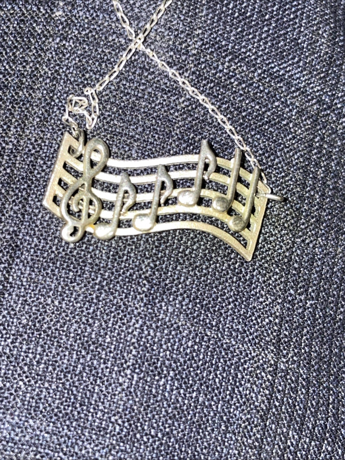 Vtg Sterling Silver Musical Notes Chain 925 Necklace
