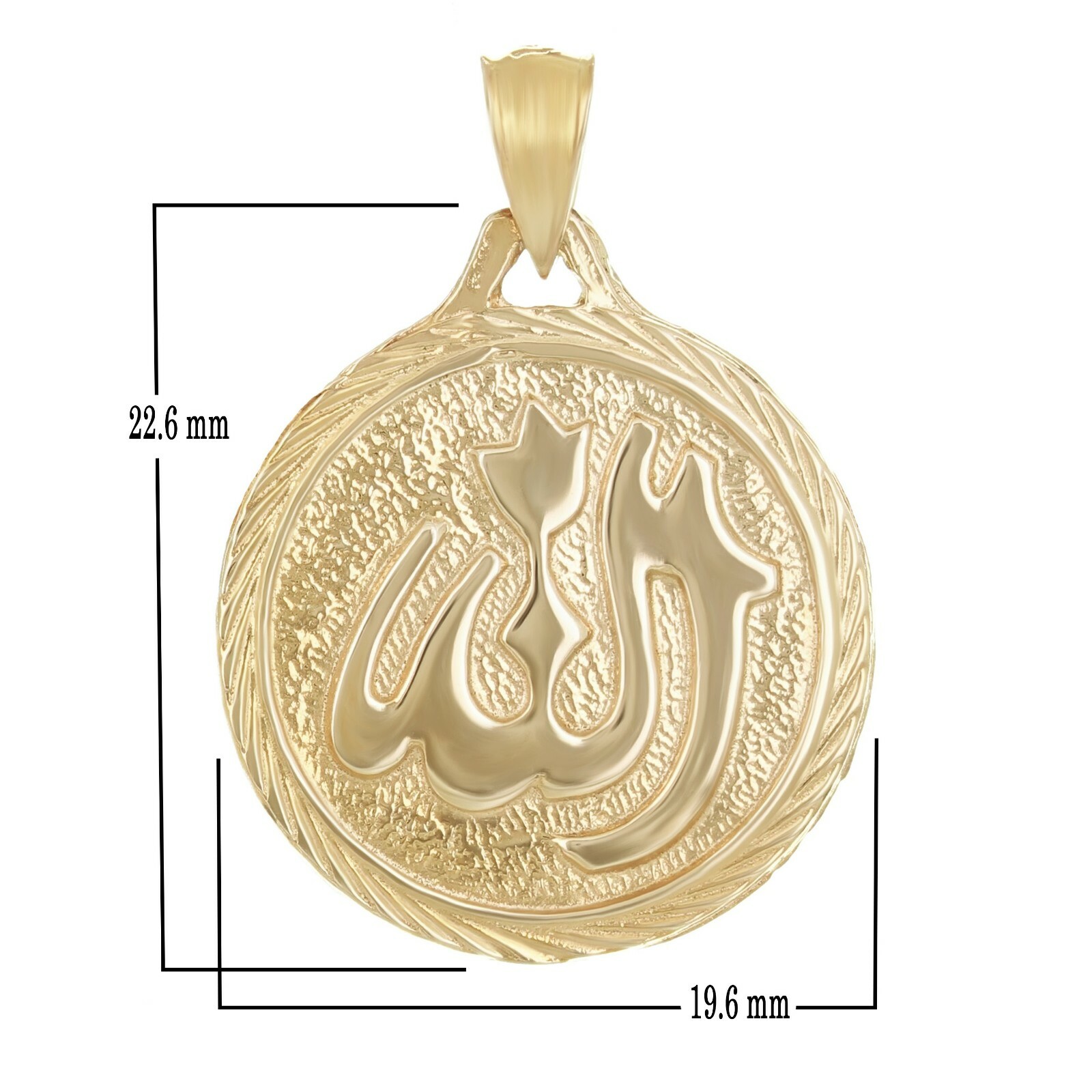 14k Yellow Gold Muslim Arabic Allah God Charm Pendant 1″ 3.2 grams