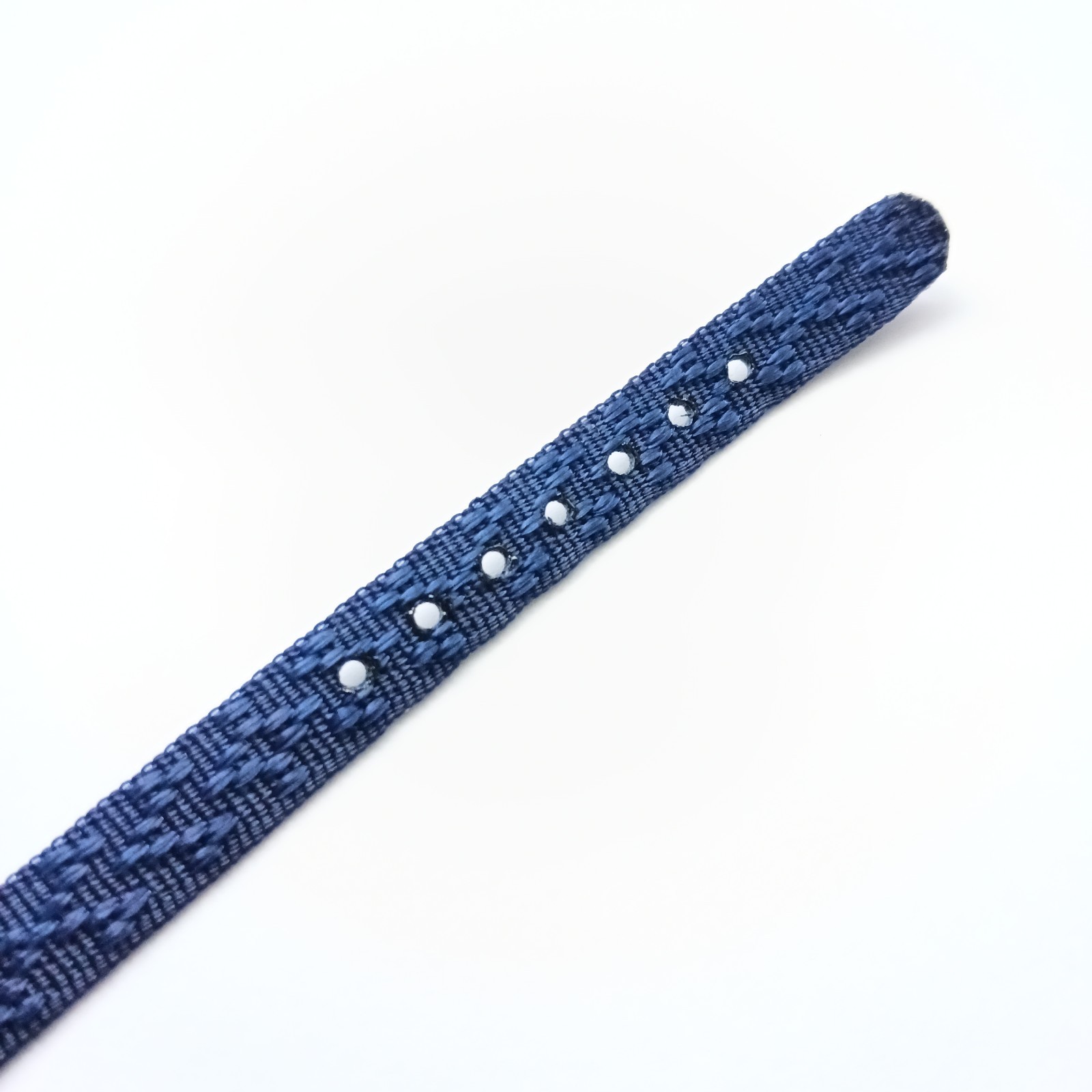Vintage Blue Nylon Patterned One Piece 9mm Watch Strap Silver Buckle
