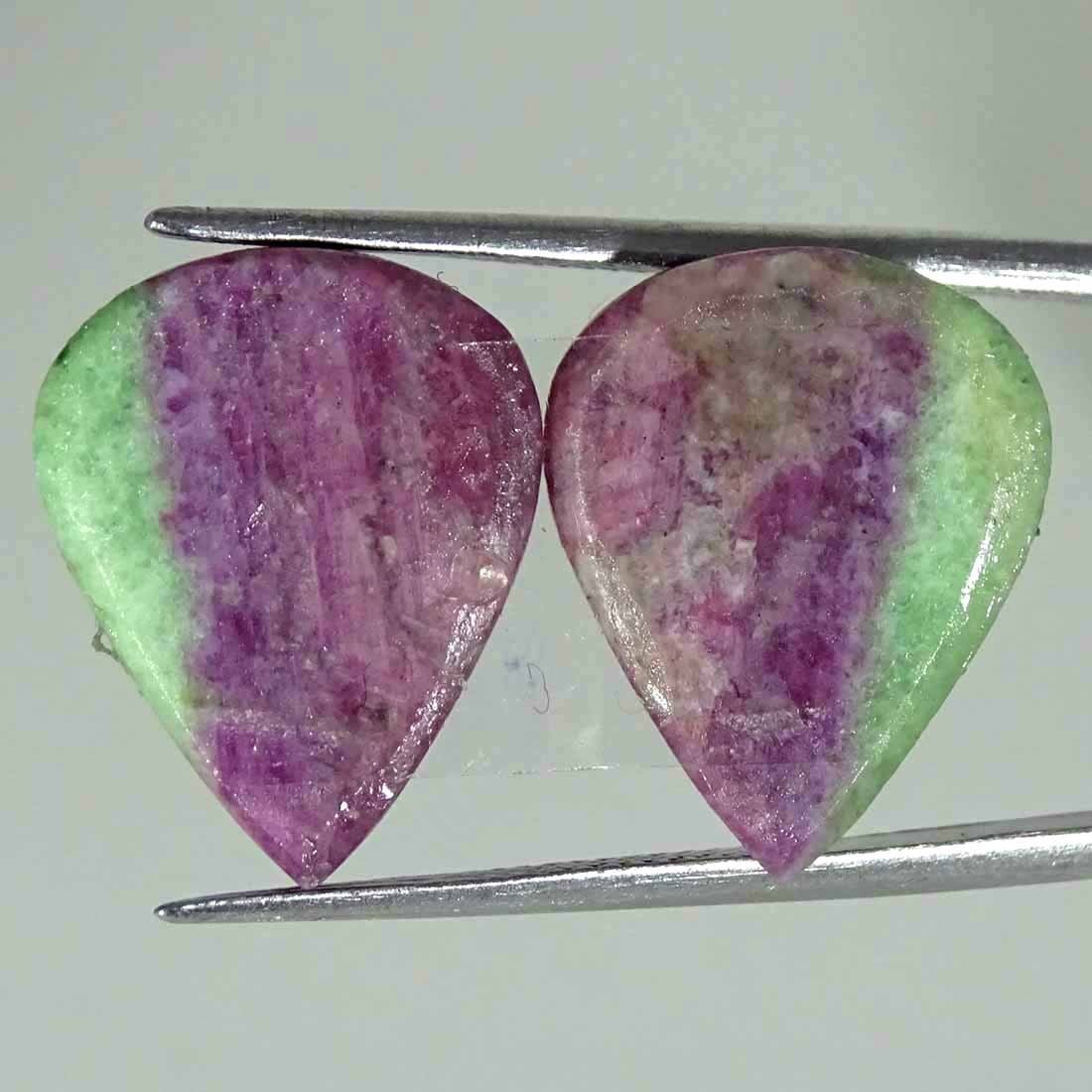 20.50Cts Natural Ruby in Zoisite Pear Pair Cabochon Loose Gemstone