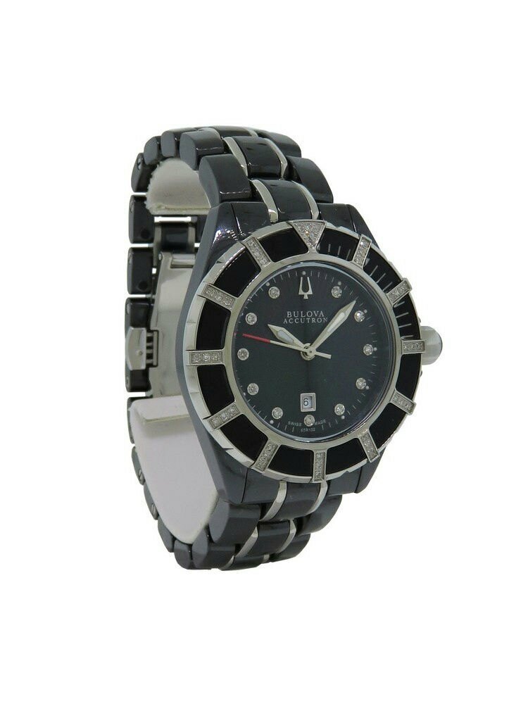Bulova Accutron 65R132 Women’s Analog Diamond Mother of Pearl Date Ceramic Watch