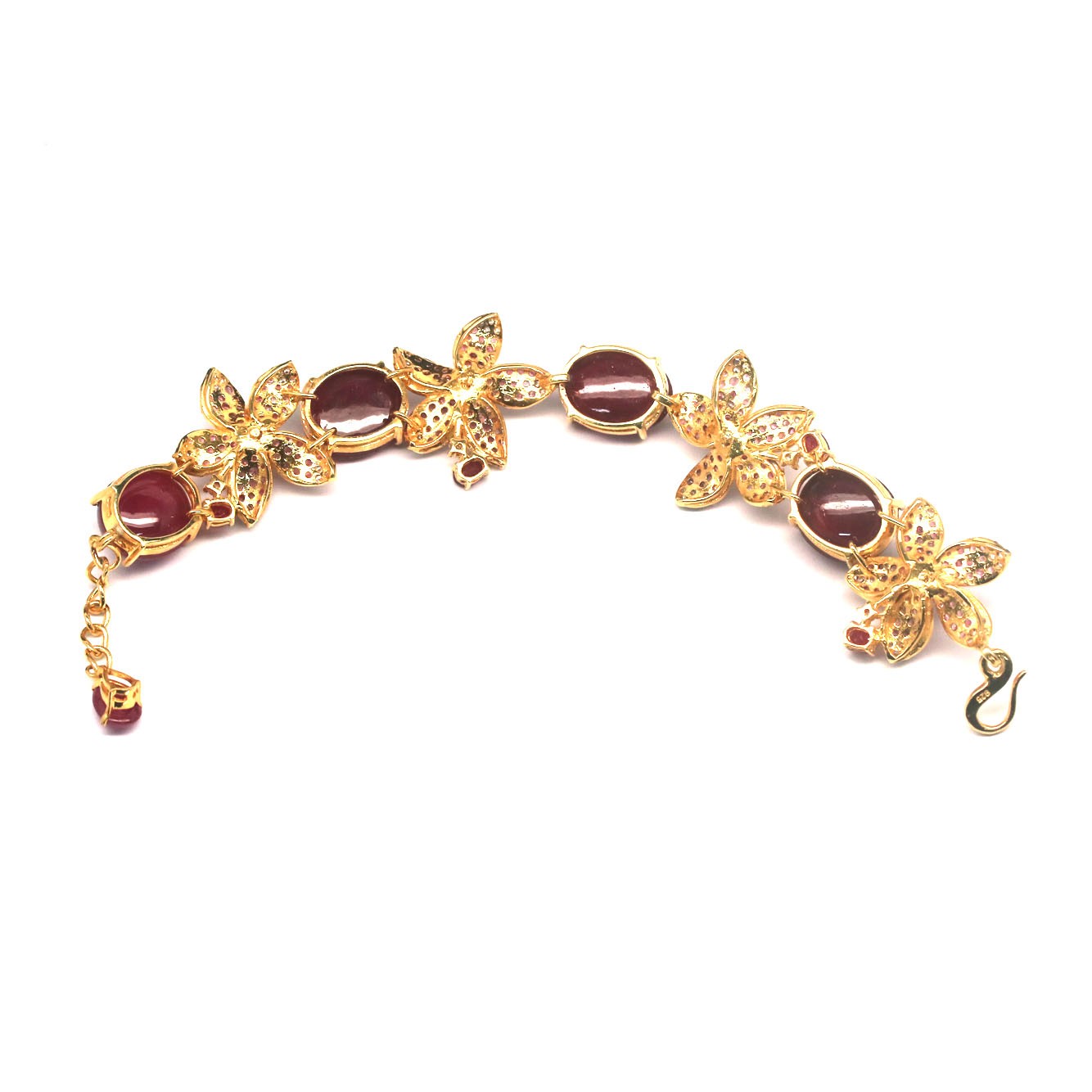 Thai Handmade 15 x 16 mm. Red Ruby Sapphire Zircon Bracelet 9.0 In.
