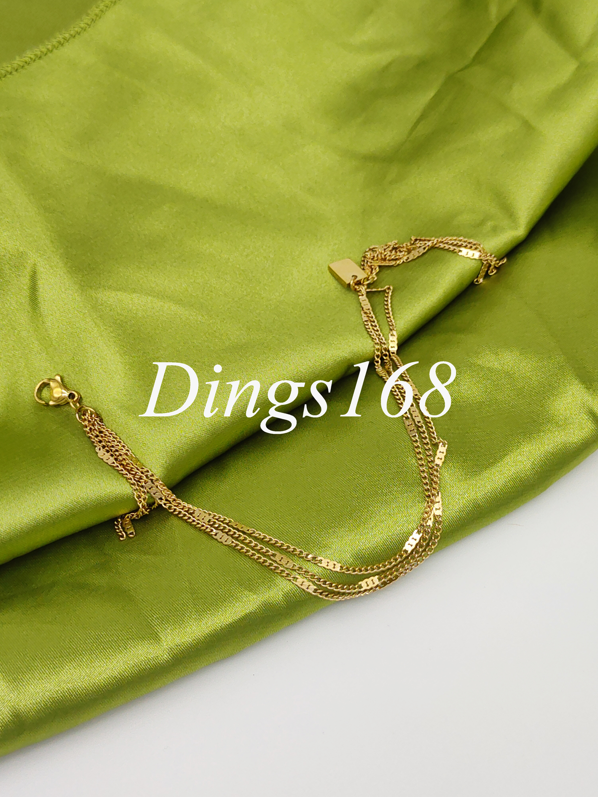 Ladies Genuine 18K Yellow Gold Filled 6.5 inch Three-Layer Fringe Chain Bracelet