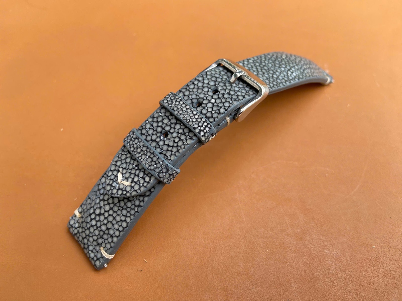 Gray Stingray Leather Watch Strap Band, Size 18mm 19mm 20mm 21mm 22mm 24mm 26mm.