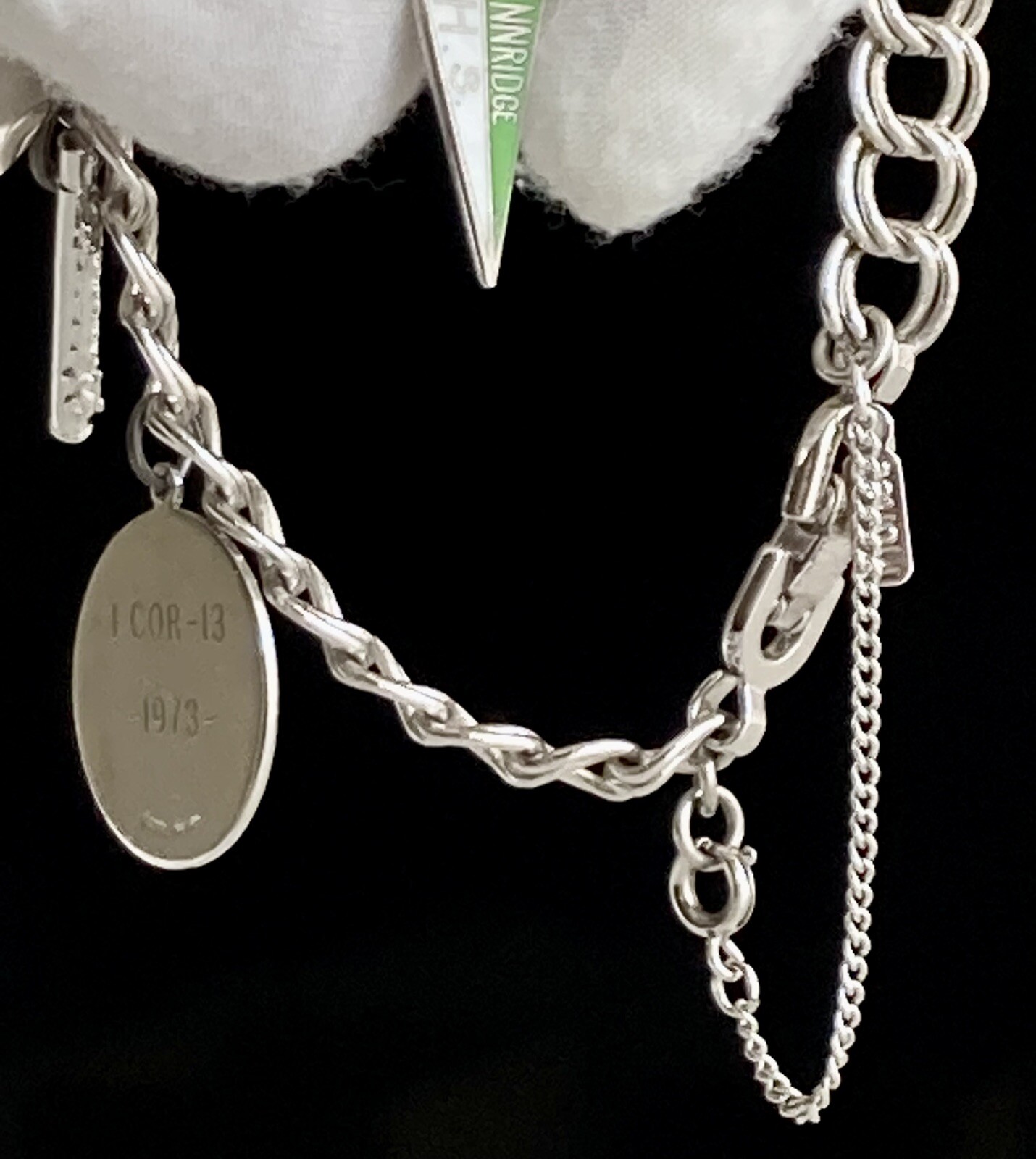 Vintage MONET Silver Tone Charm Bracelet With Charms 7” Safety Chain 8mm 20.73g