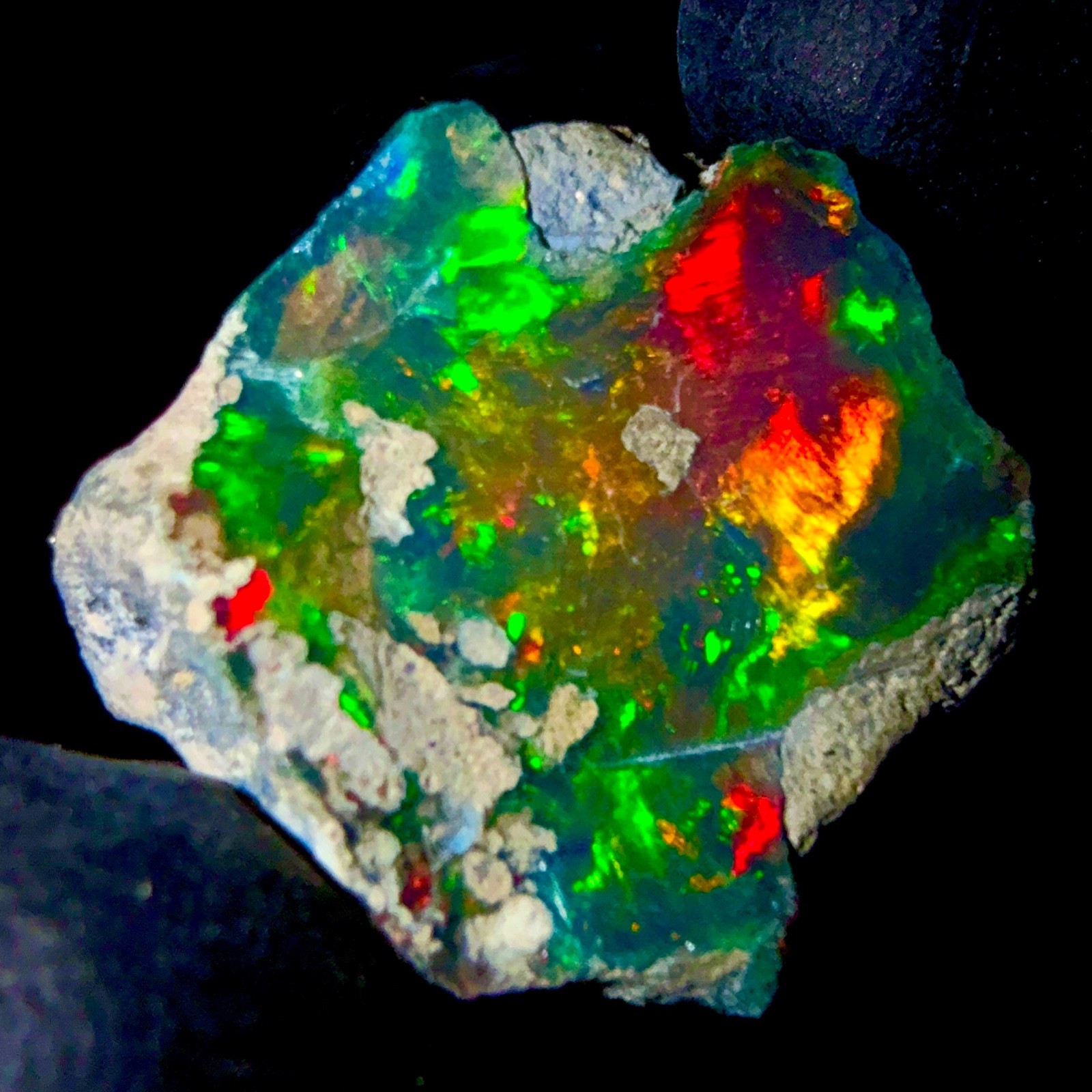 10 Ct Opal Rough, Jewelry Grade Black Welo Ethiopian Opal Rough, Multi Fire Opal