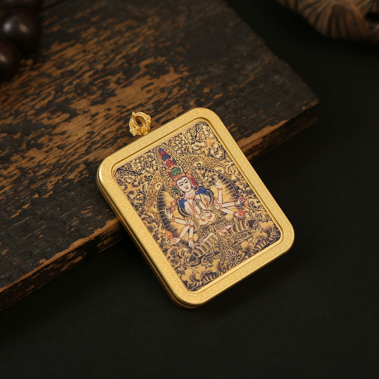 Tibetan Buddhist pendant eight patron saints Thangka double-sided amulet gift
