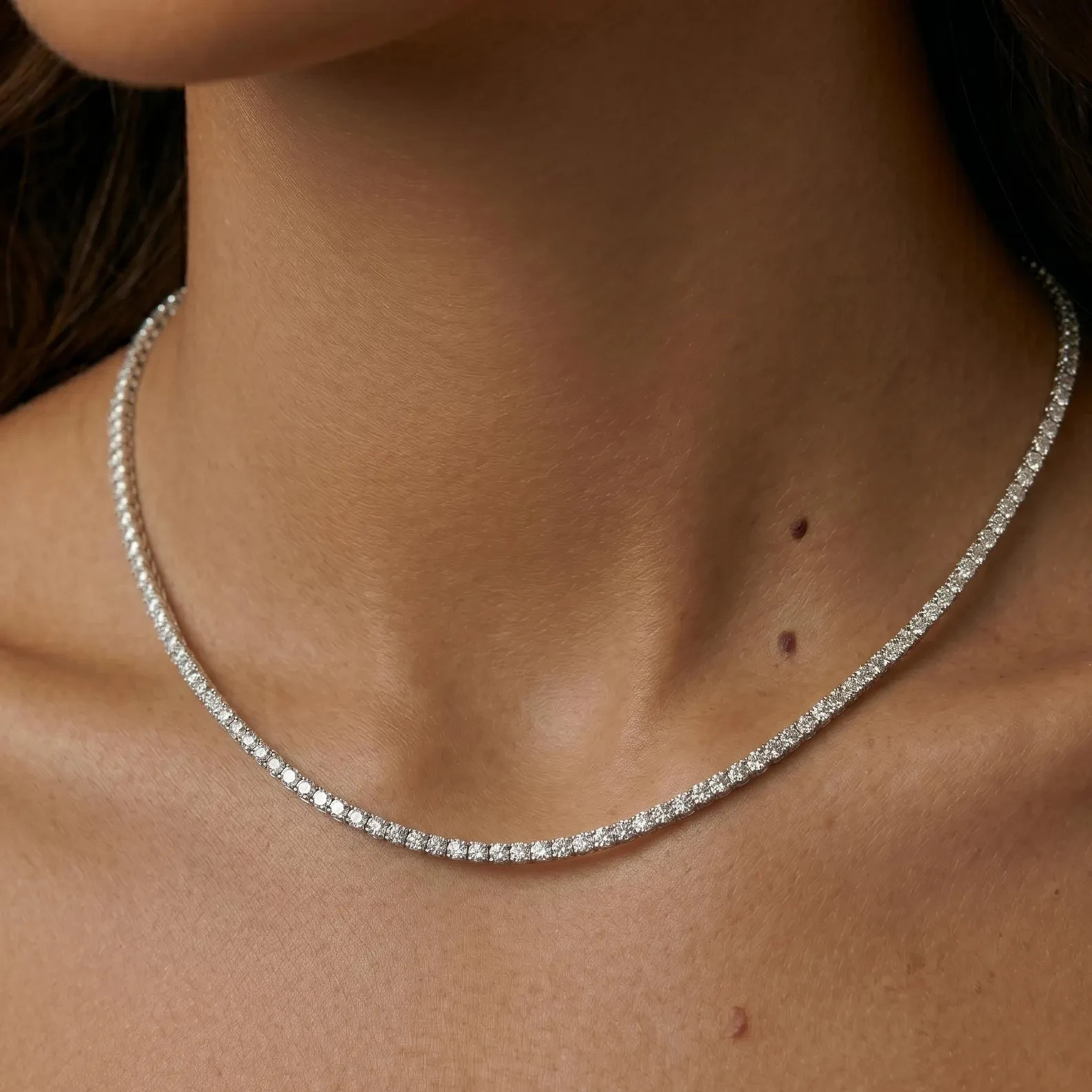 3Ct Lab Grown Diamond Tennis Necklace 16Inch 925 Sterling Silver E VS1 Gift