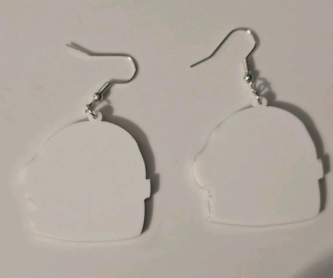 “Catsronaut” Earrings Acrylic Cute Cat In Space Helmet Black White 1.25×1.25″