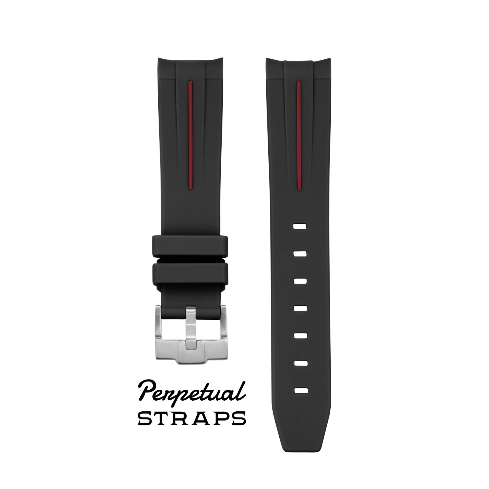 BLACK RED ACCENT – RUBBER WATCH STRAP for Omega X Swatch Speedmaster MoonSwatch
