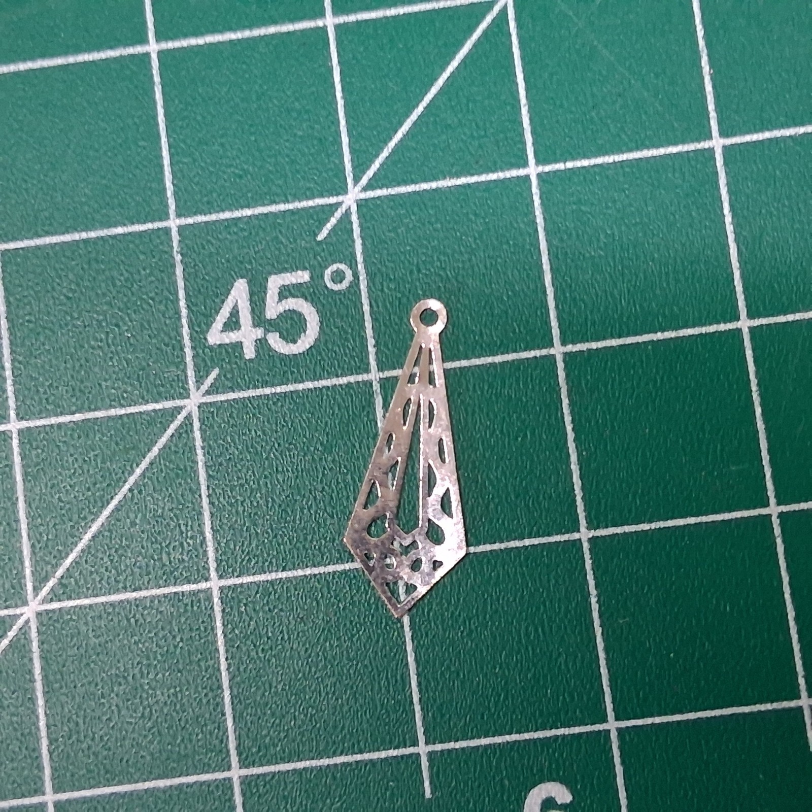 Vintage Polished Stamped Stainless Steel Neck Tie Shaped Teardrop Design Charm