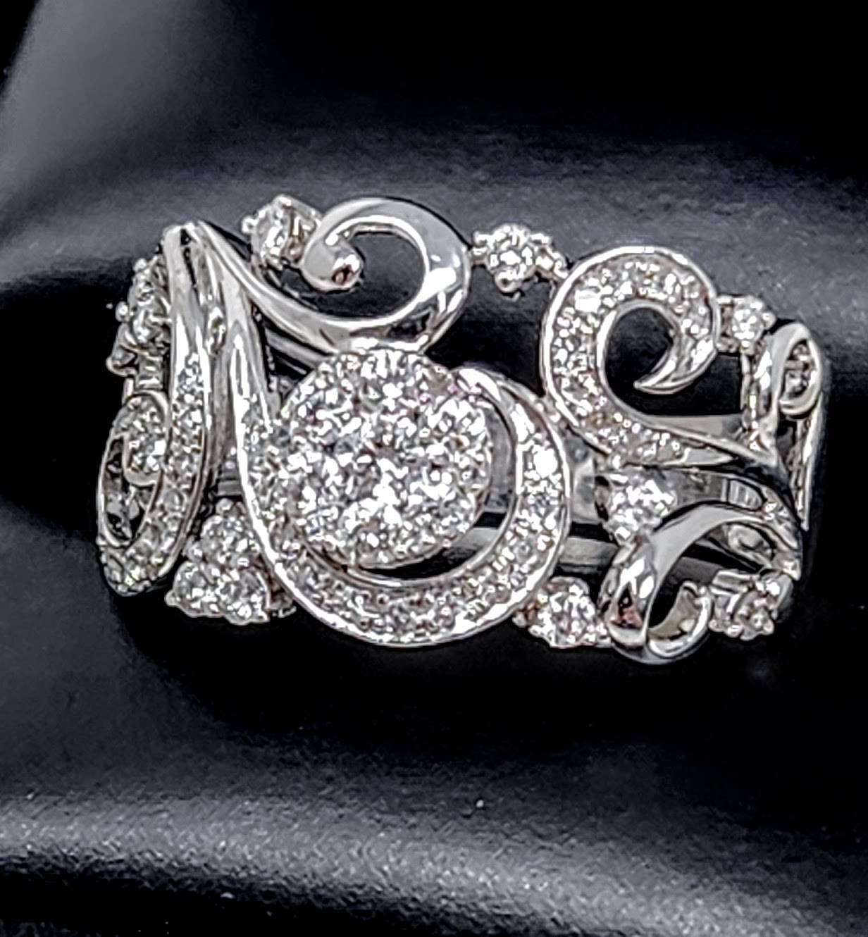 Effy Bouquet 14K White Gold Diamond Filigree Ring, ~0.53 TCW Size 7.5