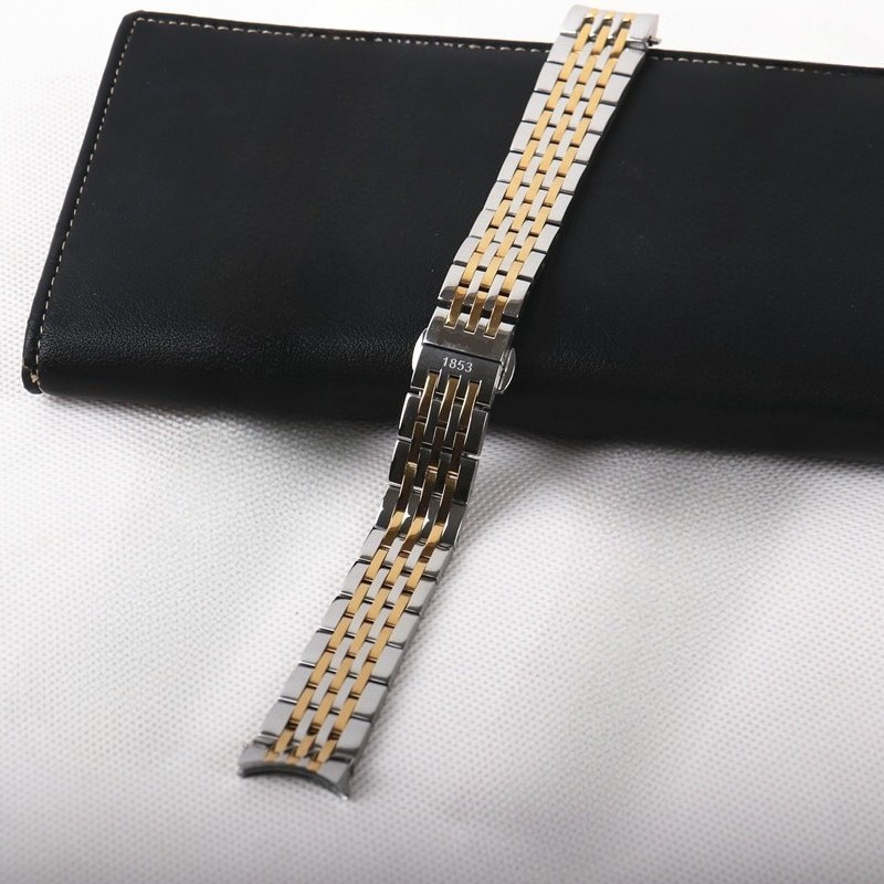 For Tissot Le Locle T41 7 Beads Solid Stainless Steel Arc Watch Band Strap 19mm