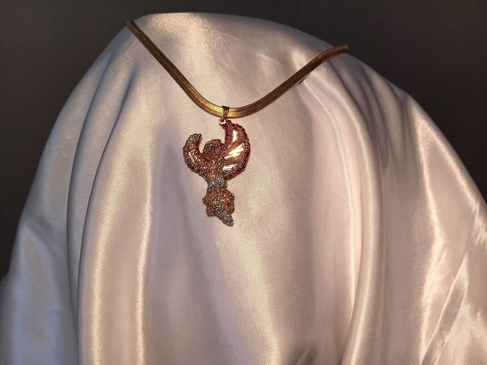 Phoenix Necklace Reversible Pendant Jewelry Crystal Phoenix Gift