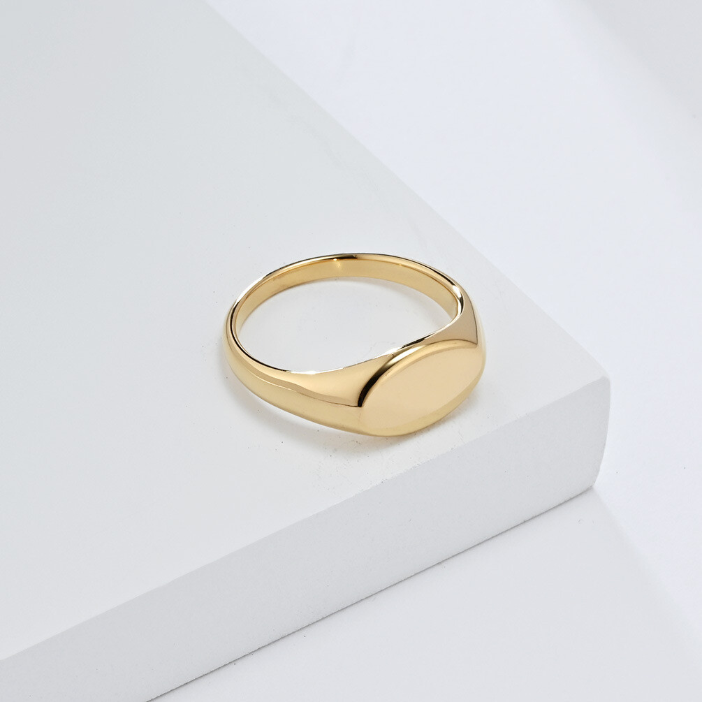 Women Signet Ring Stainless Steel Plain Square Shape Simple Wedding Statement