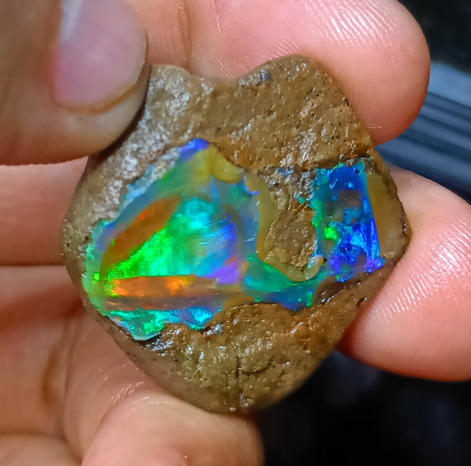 43 Carat, Natural Ethiopian Opal Raw Rough, Multi Flash Gemstone.