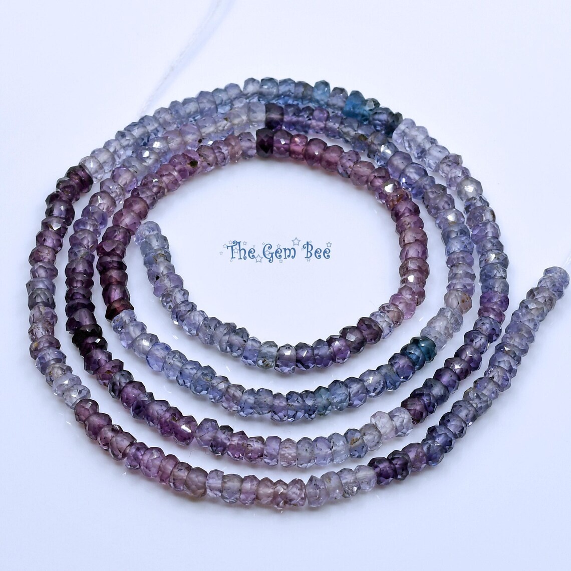 3mm-3.2mm Blue Purple Nebula Spinel Faceted Round Rondelle 16 inch Strand