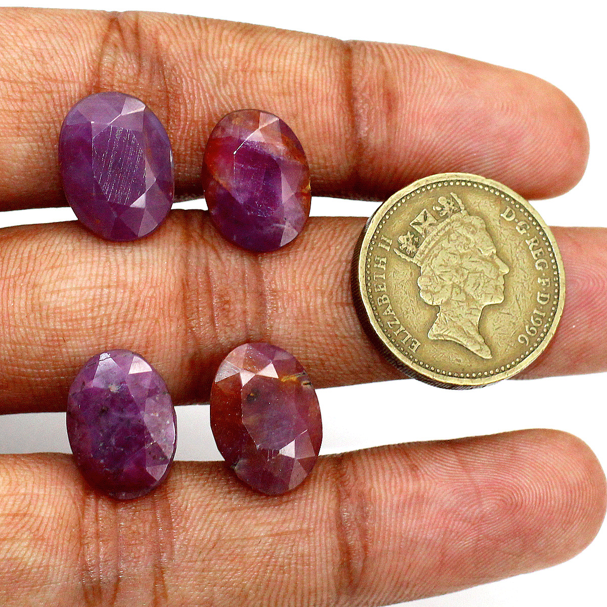 4 Pcs Natural African Ruby Untreated 14.7mm-15.7mm Oval Cut Loose Gemstones Lot