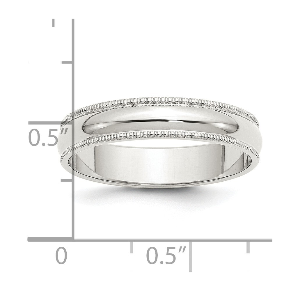Sterling Silver 5mm Half Round Milgrain Band Ring Size 11
