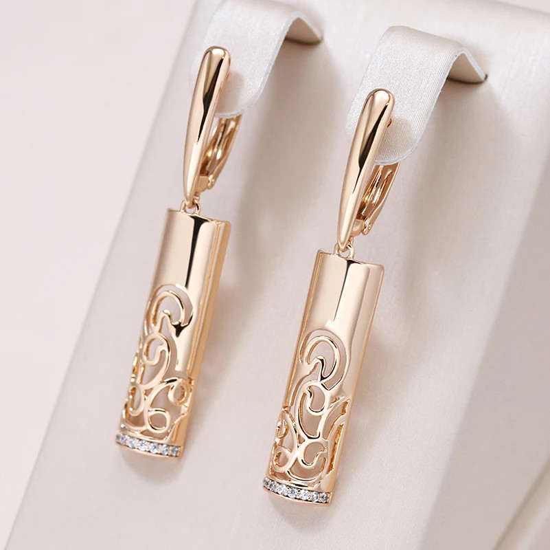 Elegant earrings drop earrings 585 RG rose gold rose gold with zircon very elegant 4.2g