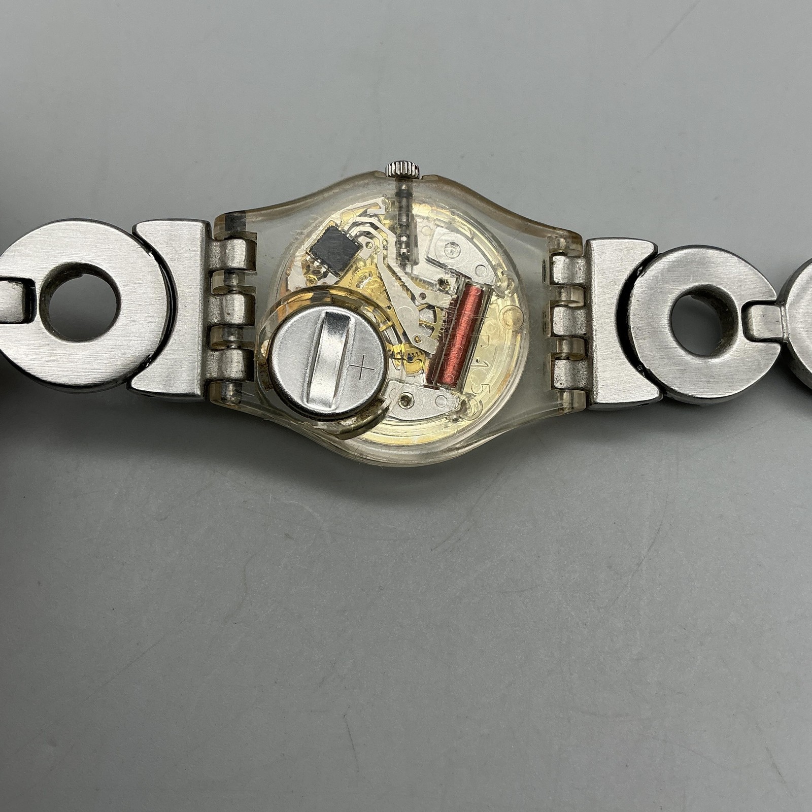 Vintage Swatch Metallic Dune Womens Watch 25mm Stainless Swiss New Battery 7.75″