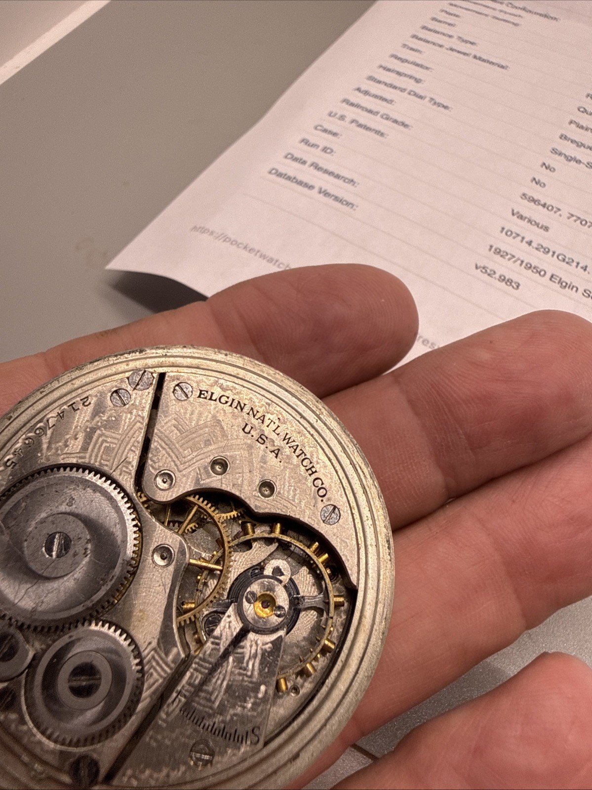 1919 Elgin Grade 291 Sz.16s 7 Jewels Keystone Nickel Case Fully Functional