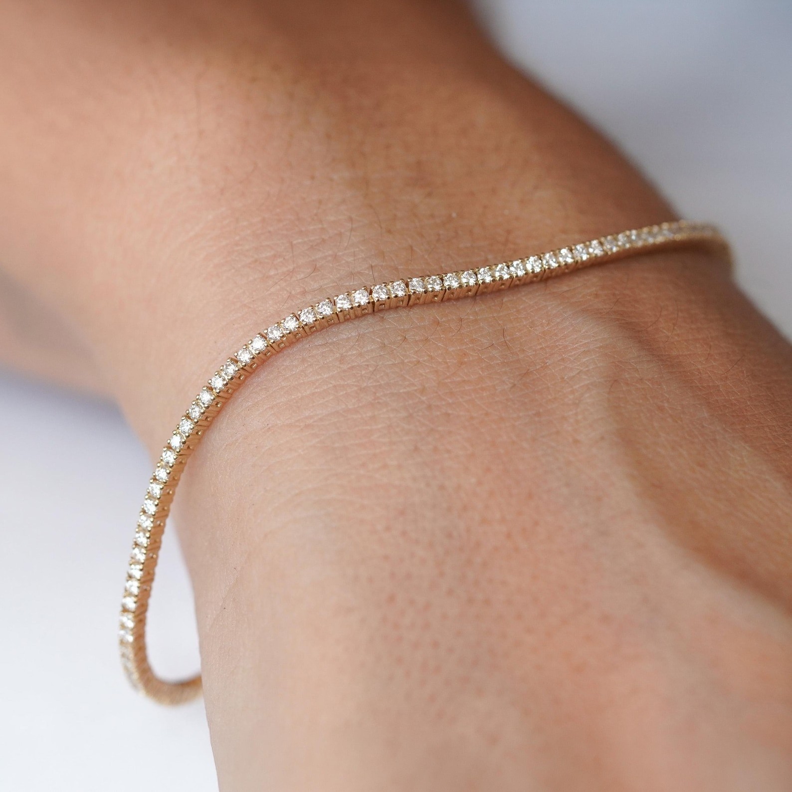 1.3Ct Natural Diamond Tennis Bracelet 14K Yellow Gold Wedding Jewelry FLASH SALE