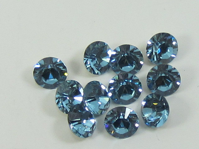 1gr 24pp AQUAMARINE FOILED POINTED BACK European Rhinestones