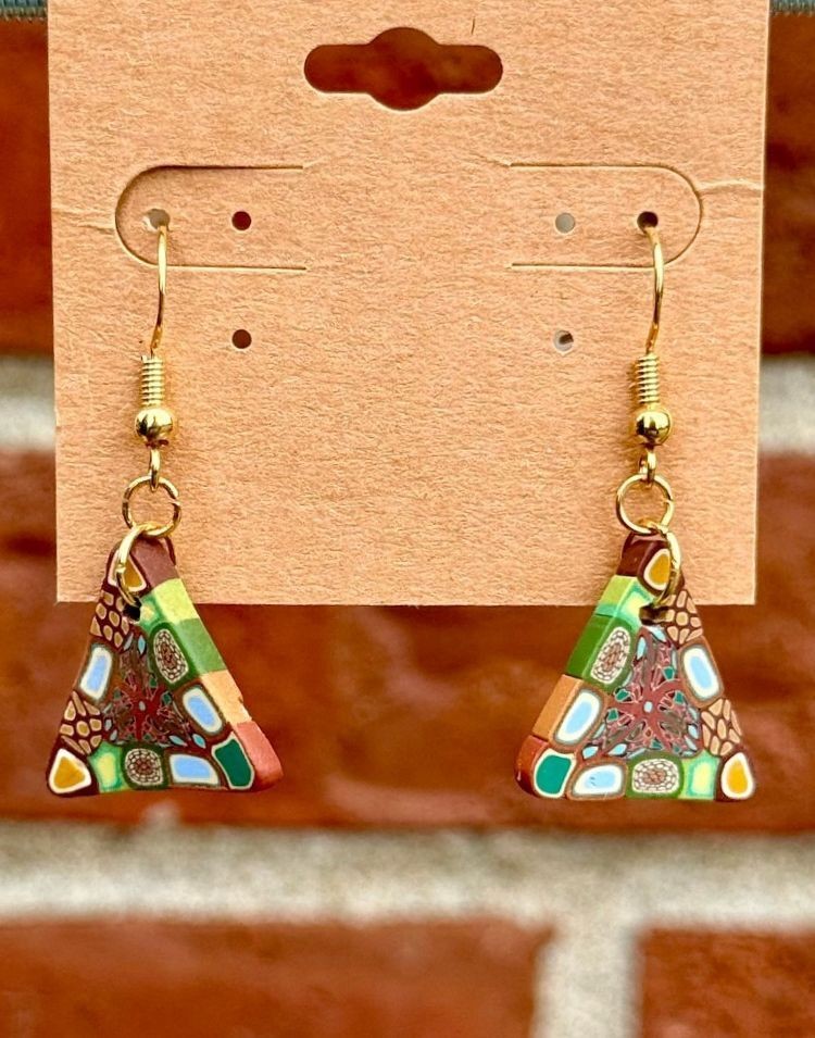 Handmade Polymer Clay Earrings Blue Green Purple